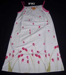 棉制梭织女式吊带睡裙（QF963）